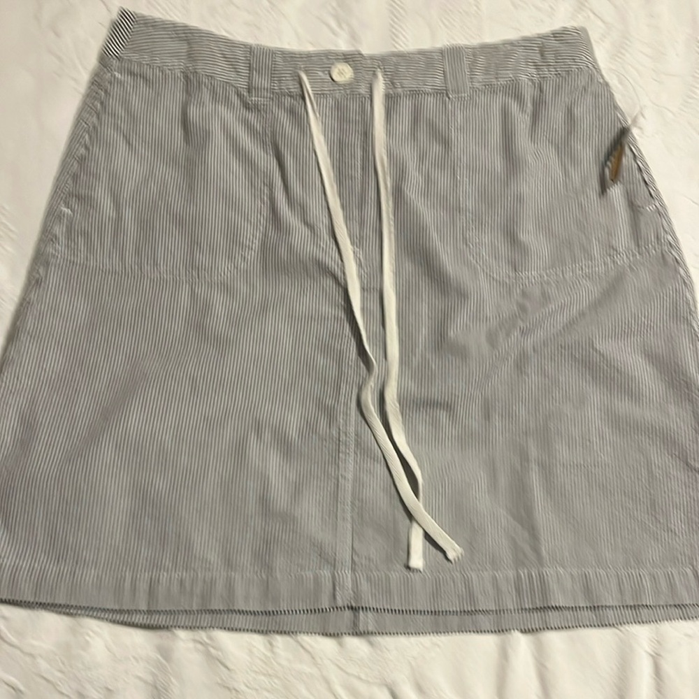 Super cute Talbots blue and white stripe cotton seersucker skirt size 10